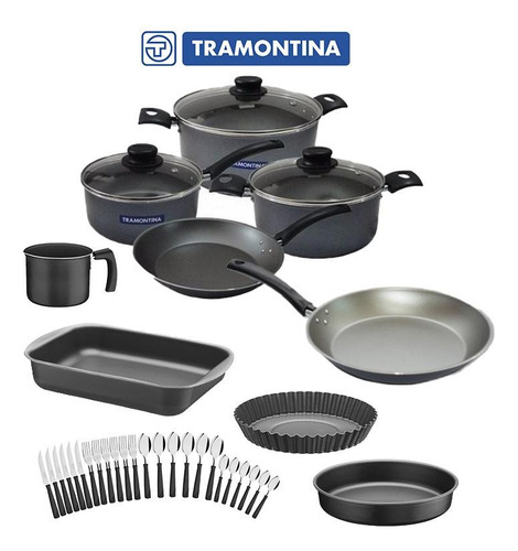 Imagen 2 de 7 de Set Combo Cocina Tramontina Teflon Antiadherente 33 Unidades