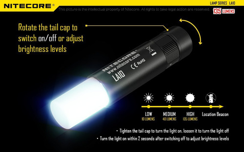 Camping Lantern Nitecore La10 135 Lumen Mini Led W/ Battery