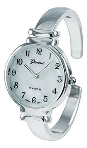 Reloj De Ra - Women's Mother Of Pearl Metal Cuff Watch (silv
