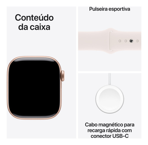 Apple Watch Series 10 GPS + Cellular • Caixa cor de ouro rosa de alumínio – 42 mm • Pulseira esportiva blush-clara – P/M - Excelente (Recondicionado)