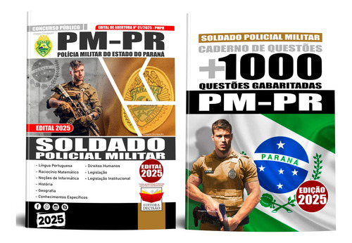 Apostila Concurso Pm Pr - Soldado Policial Militar Da Polícia Militar Do Paraná + Caderno De Questões Gabaritadas Atualizada Pronta Entrega