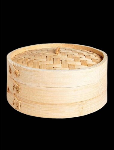 Vaporera Bambú 1 Piso ! Con Tapa Desmontable