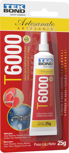 Cola T6000 Tek Bond 25g Artesanato Bijuteria Joias Tecido
