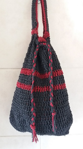 Bolsa Tejida Al Crochet En Hilo Rústico