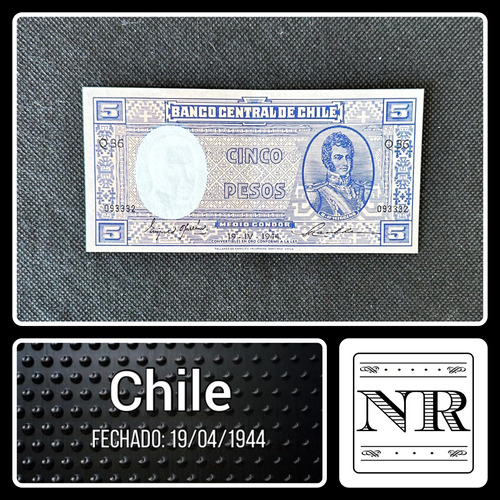 Chile - 5 Pesos / 1/2 Cóndor - Año 1944 - P #102 - Oyarzun 