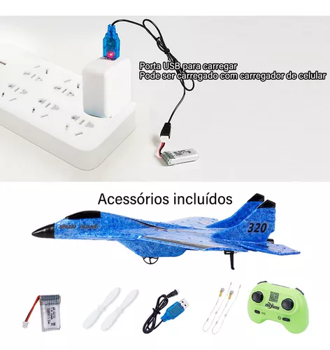 Aviao Controle Remoto Profissional Recarregavel Brinquedo