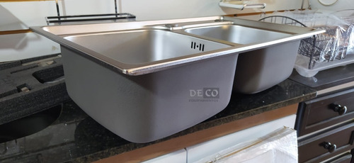 Imagen 6 de 9 de Pileta Bacha Cocina 11/2 68x39+válvulas+monocomando Deco