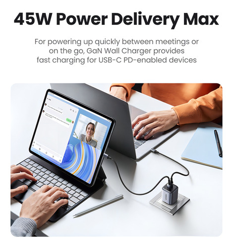 Carga Rápida Doble Puerto Usb C De 45w Ugreen