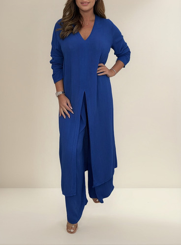 Conjunto De Camisa Con Cuello En V Y Pantalón Para Mujer