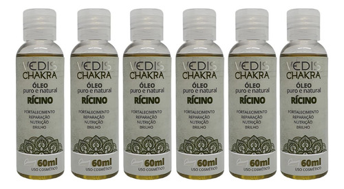 Kit 6 Óleos De Rícino Alopécia E Calvicie 100% Puro Vedis