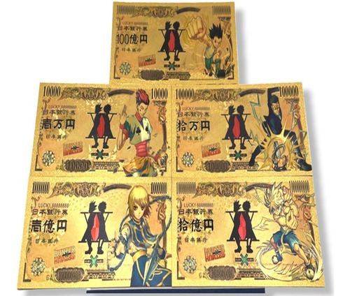 Hunter X Hunter Set 5 Billetes Yen Dorados Anime Kurapika 