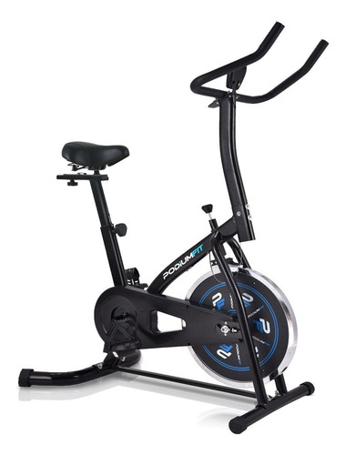 Bicicleta ergométrica PodiumFit S100 para spinning cor preto e azul