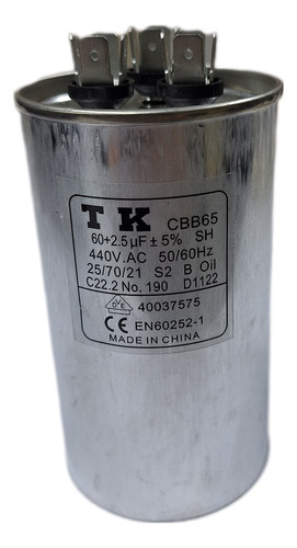 Capacitor Duplo 60+2,5uf 440v Em Alumínio Tk