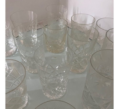 16  Vasos De Wisky Vintage Cristal 1970 En Muy Buen Estado