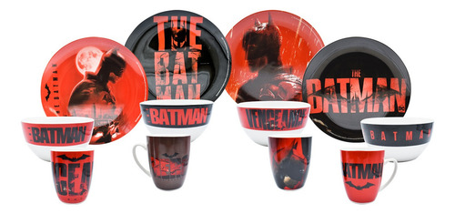 Vajilla De Porcelana Dc Batman Para 4 Personas 12 Pzas Color Rojo