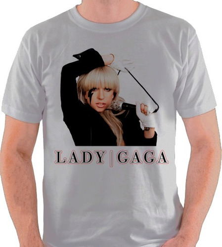 Camiseta Lady Gaga Cinza Branca Camisa Blusa