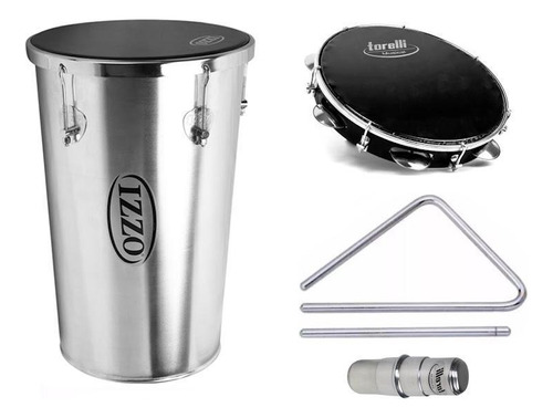 Kit Percussão Tantan Al + Pandeiro Triângulo Ganzá