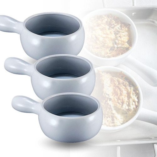 Taza De Cerámica Asa Ergonómica X3 Unid Cocina Apta Horno