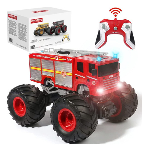 Monster Truck De Control Remoto - Camión De Bomberos Rc A Es