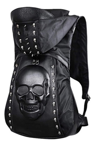 Skull Punk Art Mochila De Moda Con Remaches Y Tachuelas, Bolso De Motociclista Gótico 3d Con Calavera De Cuero Pu, Mochila De Pitón, Bolso De Hombro,