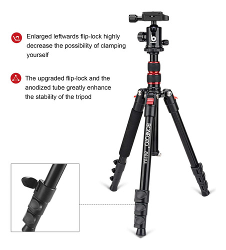 Bonfoto B690a Camera Trípode Para Viajes, Trípode Dslr De De
