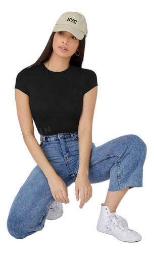 Bodys Mujer Polera Manga Corta Tendencia Verano Osha Negro L