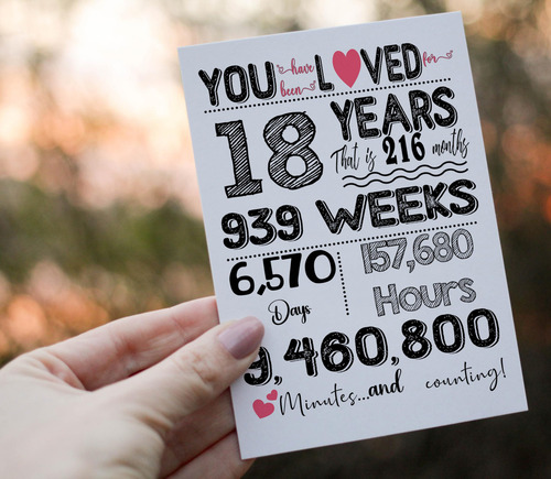 Tarjeta De Cumpleaños 18 Doblada Con Sobre Y Pegatina