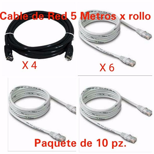 Cable Red Utp Cat 5e /5 Metros Ethernet Conexiones Plug Rj45