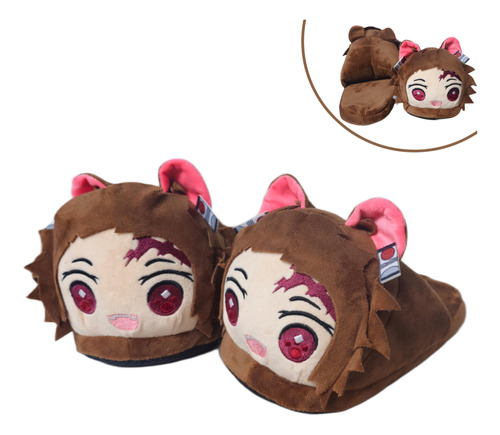 Pantuflas Abiertas De Anime Acolchadas Para Invierno T36-41