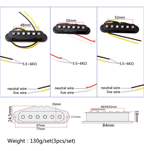 1 / 3 Piezas Alnico 5 Alnico Pickup Sss Para Guitarra St