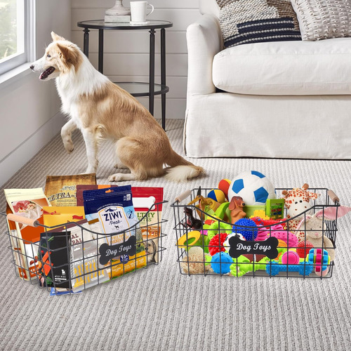 Cesta Grande Para Juguetes Para Perros,juego De 2 Contenedor