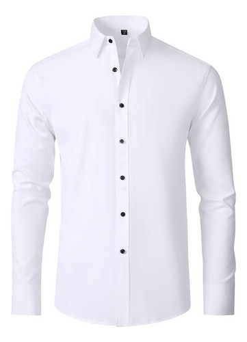 Camisa De Hombre Manga Larga Elástica Vertical Sin Planchado