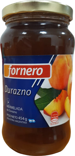 Mermelada Durazno Fornero Frasco Vidrio X 454gr 