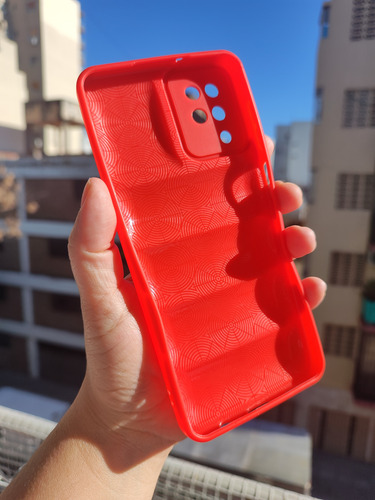 Funda Puffer Efecto Acolchado Para Samsung A12 M12 Rojo