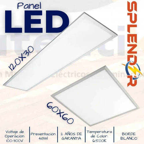  Panel Led 120x30cm 48w 100-300v Borde Blanco 6500k Splendor