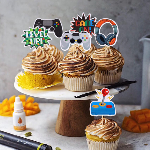 Cake Topper Para Cupcakes Con Diseño De Videojuegos 36 Pzas Multicolor Liso