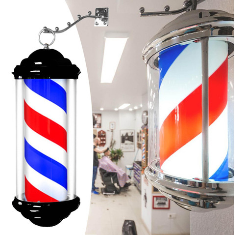 Barber Pole Light Peluquería Barber Franja Blanca Azul Roja