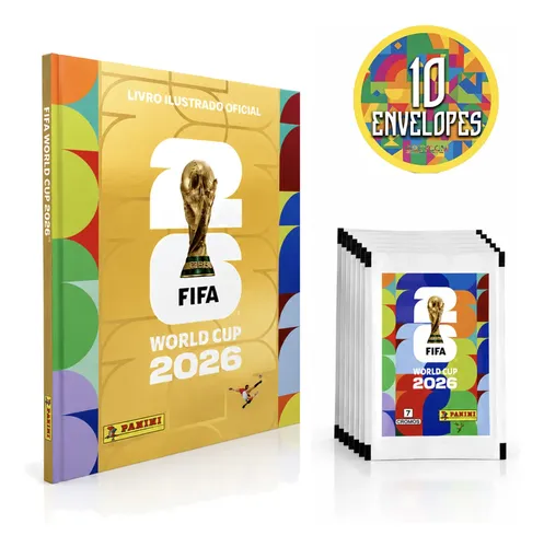 Kit 70 Figurinhas + Álbum Capa Dura Ouro Copa Do Mundo 2026