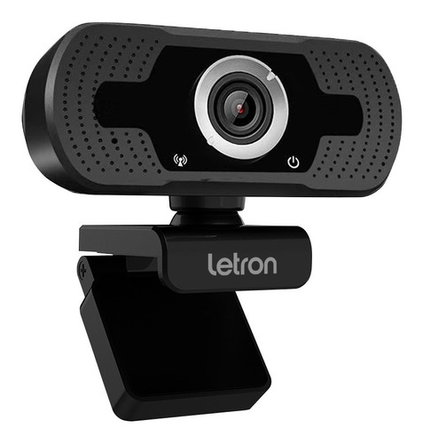 Webcam Hd Cyber Base Giratória 360 Microfone Preto Letron