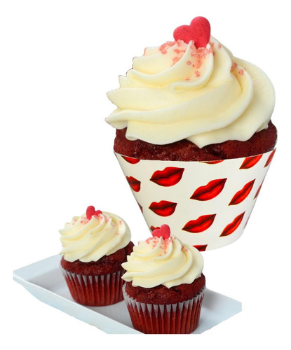 12 Forma Papel Cupcake Festa Beijo Dia Das Mães/ Namorados