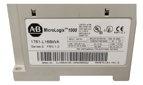 Allen Bradley 1761-l16bwa Plc Micrologix 1000 (Usado)
