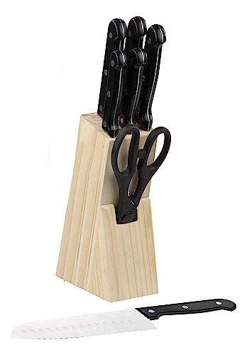 Juego De Cuchillos Y Cubiertos 7 Piezas, Negro