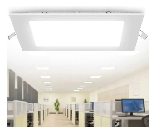 Foco Panel Plafón Led 12w Embutido Cuadrado Luz Frio