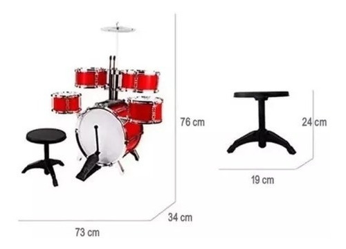 Batería De Juguete Infantil 5 Tambores Platillo Banquito