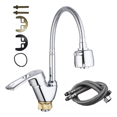 Llave Monomando Lavaplatos Flexible Fría Y Caliente Manguera