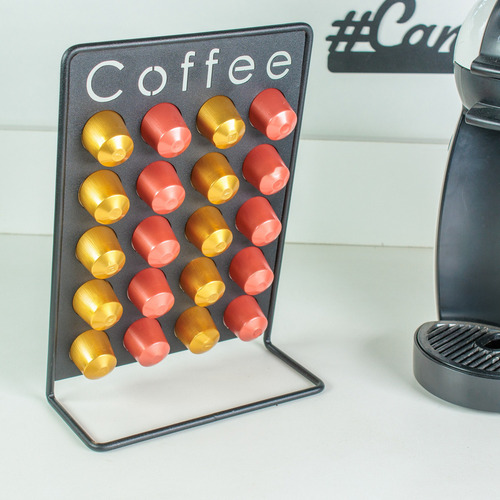Suporte Porta Cápsulas De Café Aramado Preto Tipo Nespresso