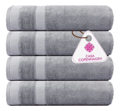 Juego Toallas De Baño Cuerpo Completo Color Gris Claro 4 Pc