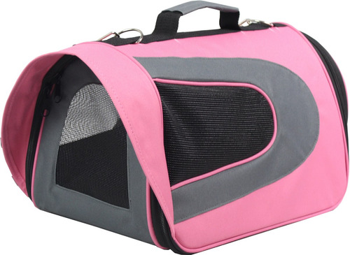 Kennel Transportador Jaula Bolso Tela Gde 48x28x28 Rosa