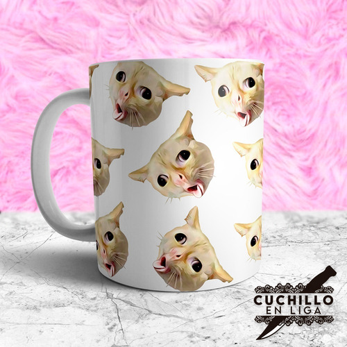 Taza Cerámica Calidad Premium Diseño Gato Tos Meme Redes