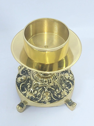 Conjunto 6 Castiçais Bronze Para Altar Com Cruz Igreja